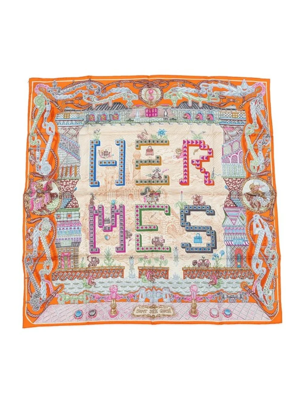 Hermes Scarf Carre 90 Super Silk Quest